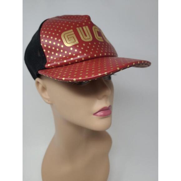 Gucci red gold-tone logo printed baseball cap L sz main image 7